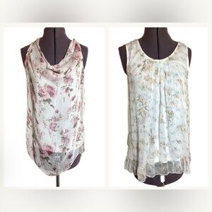 Italian Silk Floral Tank Blouses Size Small/Medium